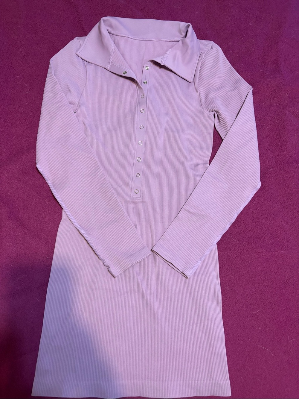 NWOT OQQ Long-Sleeve Ribbed Mini Dress in Lavender Pink